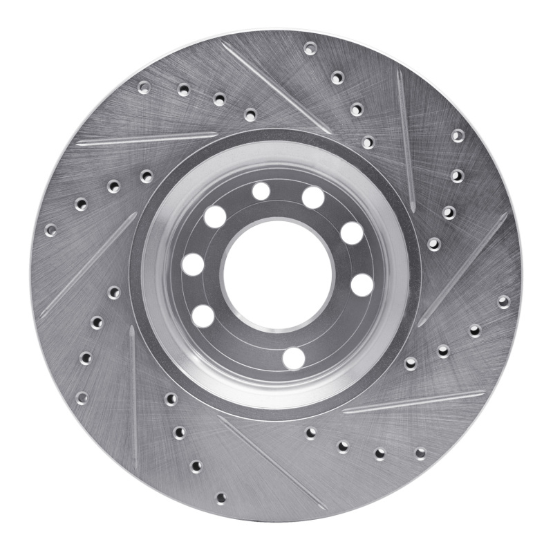 Chevrolet ASTRA Brake Rotor (1) - Front Left - R1 Concepts - Drilled & Slotted - Silver - `99-`10